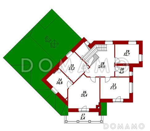 Проект двухэтажного дома с гаражом из СИП панелей / План 2 этажа