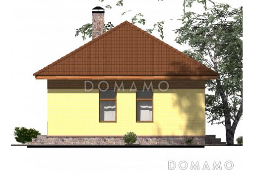 Одноэтажный дом из крупноформатного кирпича с двумя спальнями и большой кухней-гостиной / Фасад 3