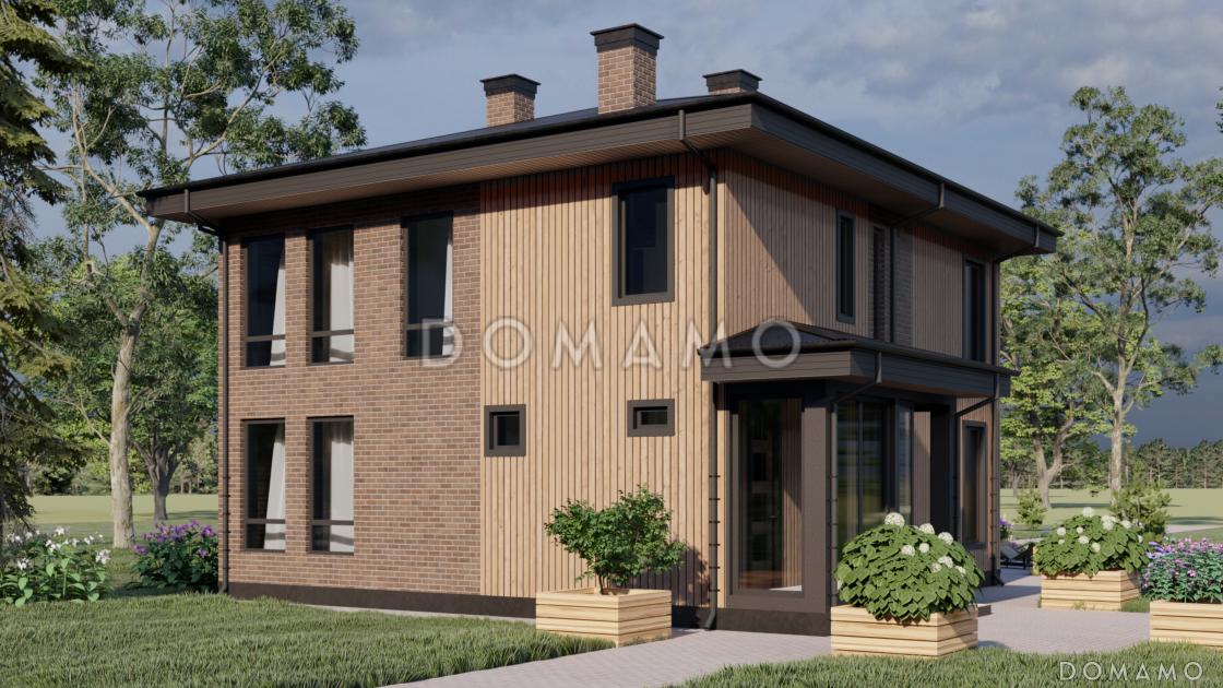 Проект двухэтажного каркасного дома с панорамным остеклением и двумя верандами / 3