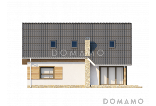 Проект традиционного мансардного дома из газобетона с дополнительной спальней на первом этаже / Фасад 2