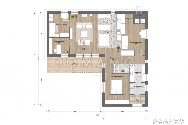 С-145 одноэтажный дом / План 1 этажа