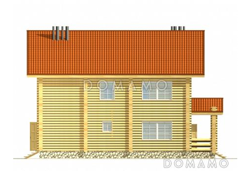 Проект дома из оцилиндрованного бревна с экером и вторым светом / Фасад 3