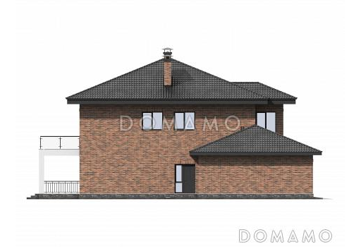 Проект газобетонного двухэтажного особняка с двойным гаражом / Фасад 2