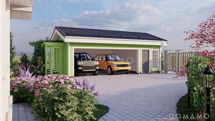 Проект гаража-навеса на два машиноместа Проект гаража-навеса на два машиноместа