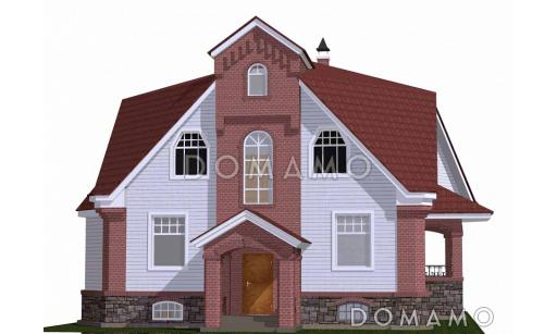 Проект трёхэтажного коттеджа с подвалом и зимним садом / Фасад 1