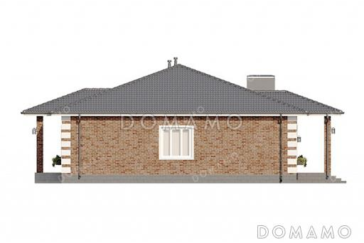 Проект одноэтажного дома в классическом стиле с угловой террасой, большой кухней-гостиной и четырьмя спальнями / Фасад 2