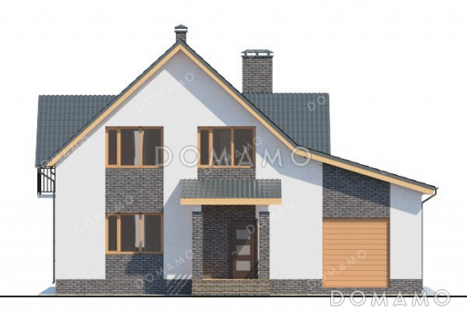 Проект одноэтажного дома с мансардой и гаражом / Фасад 1