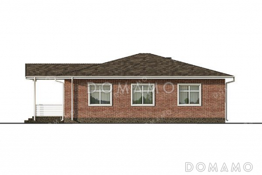 Проект одноэтажного дома с просторной террасой  / Фасад 4