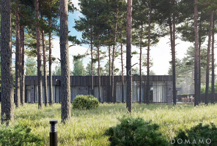 Проект кирпичного дома с навесом для автомобиля, летней кухней на террасе, тремя спальнями и местами для хранения Проект кирпичного дома с навесом для автомобиля, летней кухней на террасе, тремя спальнями и местами для хранения