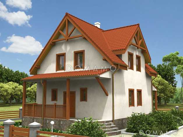 Проект дома с верандой и мансардным этажом Проект дома с верандой и мансардным этажом