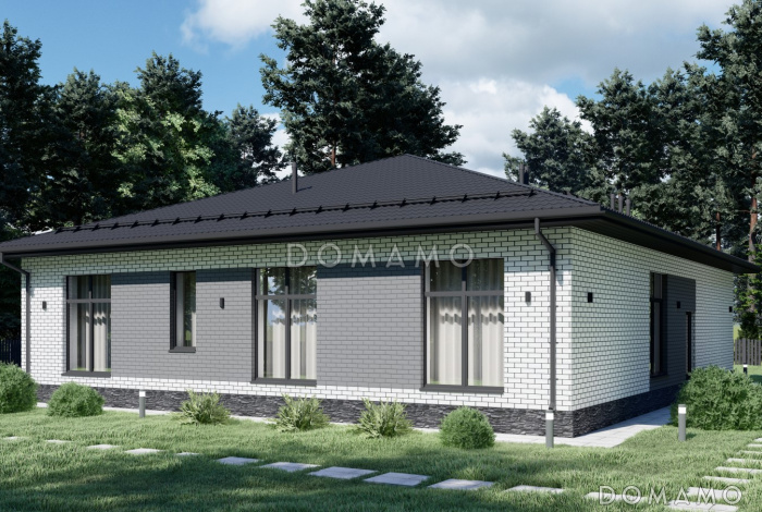 Проект одноэтажного дома с четырьмя спальнями в стиле Райт S-198