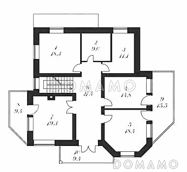 Проект двухэтажного дома с сауной, бильярдной и тренажерным залом / План 2 этажа Проект двухэтажного дома с сауной, бильярдной и тренажерным залом / План 2 этажа
