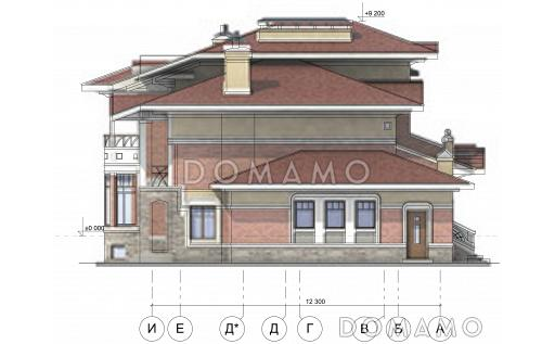 Проект коттеджа с гаражом / Фасад 4