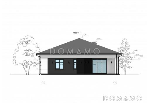 Проект дома с мастер-спальней, двумя детскими, кладовой на кухне / Фасад 2