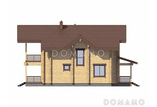 Проект двухэтажного дома с кухней-столовой, сауной и большими спальнями / Фасад 2