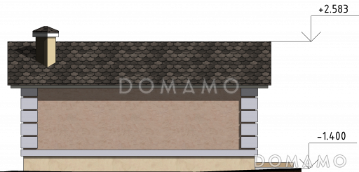 Проект закрытой беседки с панорамными окнами / Фасад 4