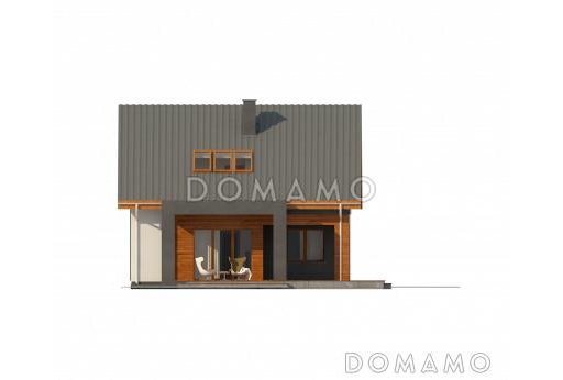 Проект одноэтажного мансардного дома из газобетона с дополнительной спальней на первом этаже  / Фасад 3