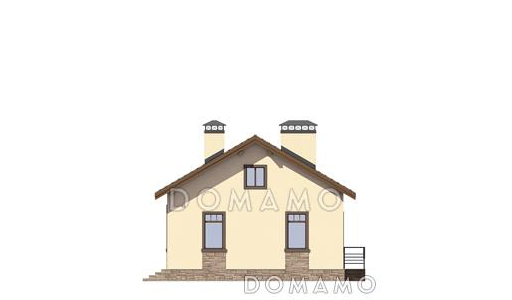 Проект дома по технологии ЛСТК с крыльцом со ступеньками, двумя спальнями, гостиной с кухней-столовой / Фасад 3