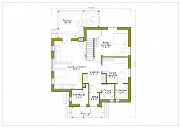 Проект брусового дома с эргономичной планировкой / План 1 этажа Проект брусового дома с эргономичной планировкой / План 1 этажа