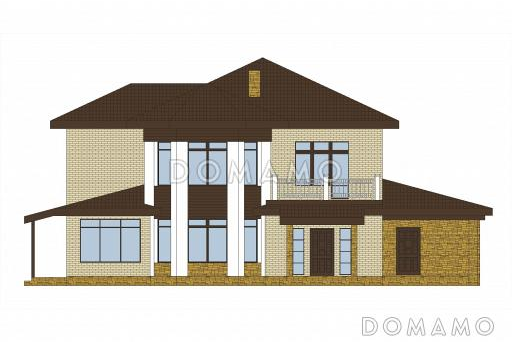 Проект дома из кирпича с эркером и балконом / Фасад 1