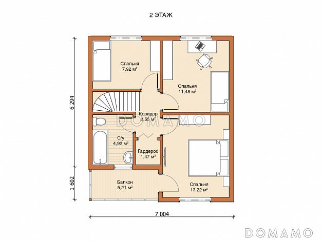 Двухэтажный дом «Гамма» (102 м2) / План мансардного этажа