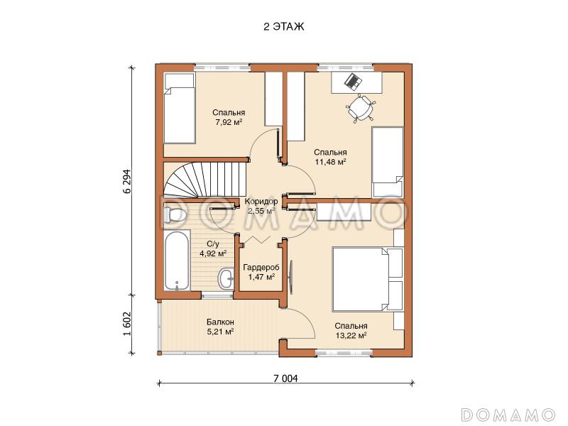 Двухэтажный дом «Гамма» (102 м2) / План мансардного этажа