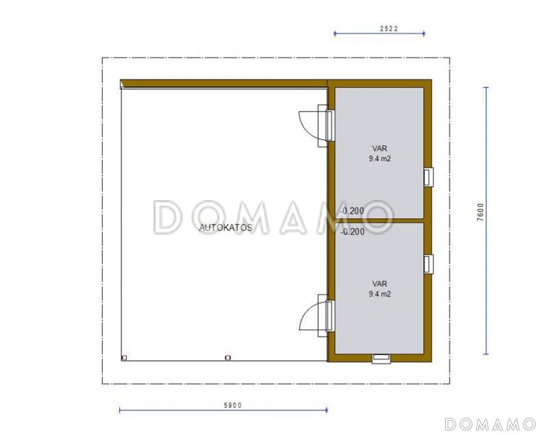 Проект каркасного навеса для двух машин со складским помещением / План 1 этажа