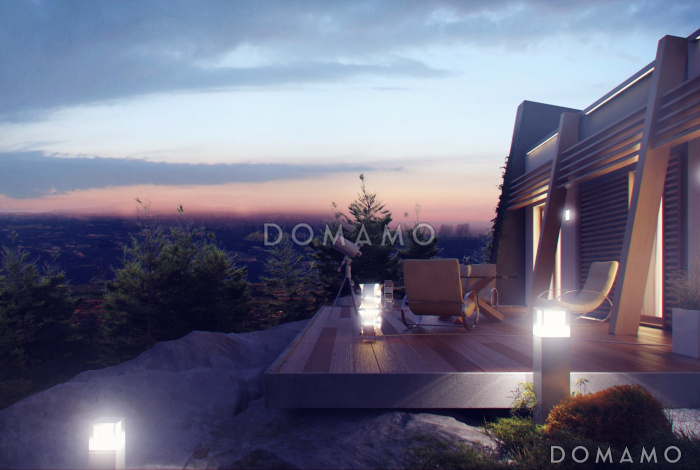 Проект современного одноэтажного дома из газобетона с тремя спальнями и необычными элементами дизайна Проект современного одноэтажного дома из газобетона с тремя спальнями и необычными элементами дизайна