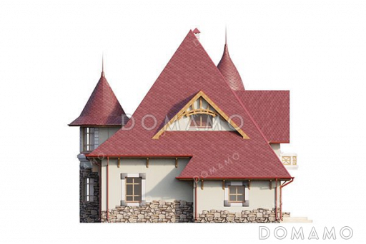 Проект дома с эркером и террасой в стиле замка / Фасад 4