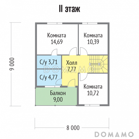 Проект  дома из клееного бруса с спальней на первом этаже / План мансардного этажа