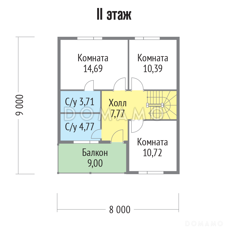 Проект  дома из клееного бруса с спальней на первом этаже / План мансардного этажа
