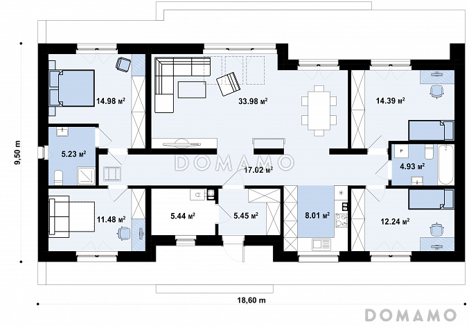 Проект дома в стиле барнхаус с террасой и панорамными окнами / План 1 этажа Проект дома в стиле барнхаус с террасой и панорамными окнами / План 1 этажа
