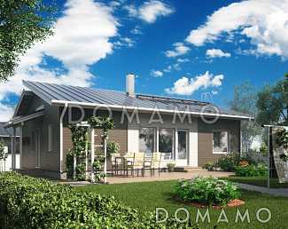 Проект одноэтажного каркасного дома с гостиной совмещенной с кухней