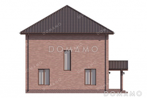 Проект двухэтажного дома с тремя спальнями и большой гостиной / Фасад 3 Проект двухэтажного дома с тремя спальнями и большой гостиной / Фасад 3