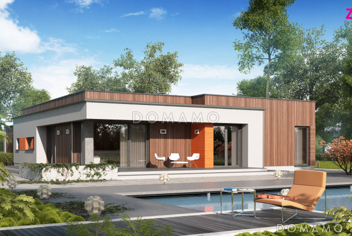 Проект просторного современного одноэтажного дома из газобетона с тремя спальнями, кабинетом и гаражом Проект просторного современного одноэтажного дома из газобетона с тремя спальнями, кабинетом и гаражом