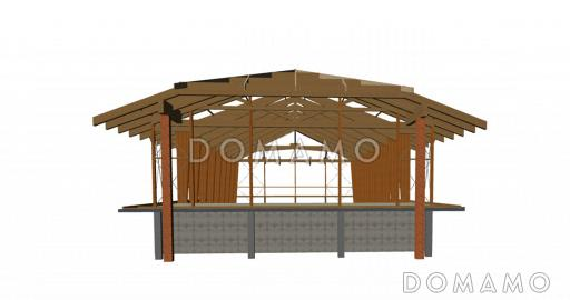 Проект теннисного корта из клееного бруса / Фасад 4