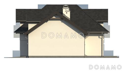 Проект одноэтажного мансардного дома из кирпича с кабинетом, гаражом на два автомобиля и большой мансардной комнатой / Фасад 3