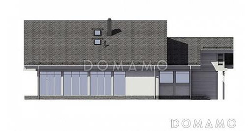 Проект энергоэффективного дома фахверк с гаражом на две машины / Фасад слева