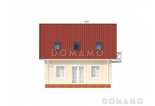 Проект одноэтажного мансардного дома из газобетона с тремя спальнями, балконом и красивыми мансардными окнами / Фасад 4