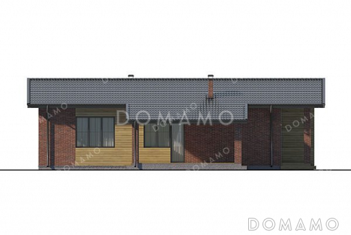 Проект одноэтажного дома с двумя спальнями и террасой / Фасад 4