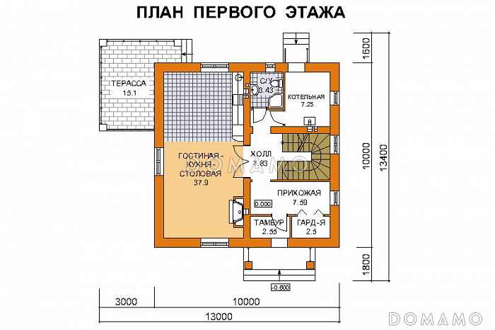 Проект дома из СИП панелей до 150 кв.м / План 1 этажа Проект дома из СИП панелей до 150 кв.м / План 1 этажа