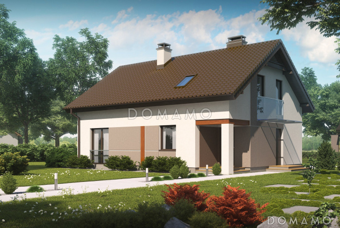 Проект одноэтажного мансардного дома из газобетона с просторной светлой гостиной Проект одноэтажного мансардного дома из газобетона с просторной светлой гостиной