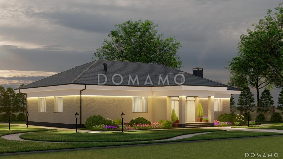 Проект одноэтажного кирпичного дома с цветочной террасой и просторной кухней-гостиной / 6