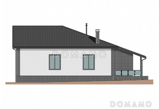 Проект П-образного дома с мансардой, мастер-спальней, кабинетом и вторым светом / Фасад 2