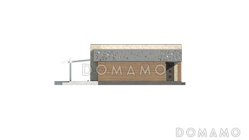 Проект современного одноэтажного дома из газобетона со светлой просторной гостиной и тремя спальнями / Фасад 4