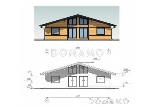 Проект дома с 3 спальнями, кабинетом на мансарде и вторым светом в кухне-столовой / Фасад 2