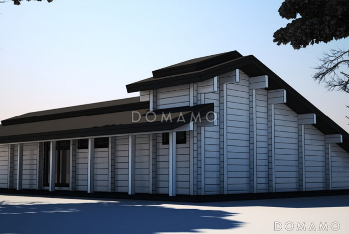 Проект бани из клееного бруса с необычной в плане террасой Проект бани из клееного бруса с необычной в плане террасой