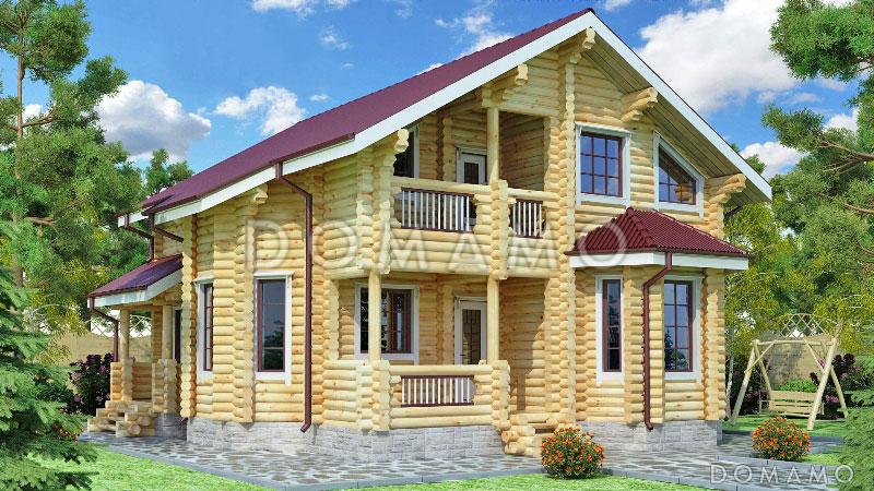 Проект деревянного дома площадью до 200 кв.м из оцилиндрованного бревна / 1