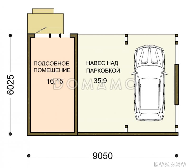 Проект гаражно-хозяйственного комплекса / План 1 этажа