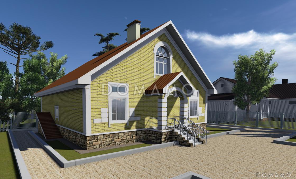 Проект одноэтажного дома с цокольным и мансардным этажами / 1